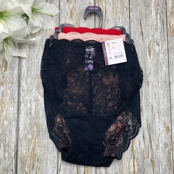 WOMEN'S Lace Thong & String Bikini Panties Underwear 2, 3-Packs Size XXL - Picture 2 of 11